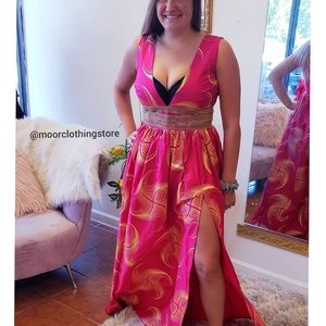 African print split dress